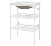 Eleganz Meuble de lavabo avec lavabo, ensemble de meubles de salle de bain en fer revêtu par pulvérisation, stable et peu encombrant, design moderne pour vos toilettes d'invités ou petites salles de