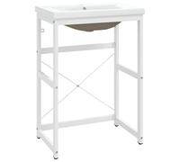 Eleganz Meuble de lavabo avec lavabo - Ensemble de meubles de salle de bain en fer revêtu par pulvérisation - Blanc et durable - Peu encombrant et moderne