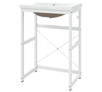 Eleganz Meuble de lavabo avec lavabo - Fer revêtu par pulvérisation blanche - Ensemble de meubles de salle de bain stables pour salle de bain moderne