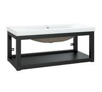 Eleganz Meuble de lavabo avec lavabo, fer revêtu par pulvérisation, ensemble de meubles de salle de bain moderne, noir, solution stable et durable pour votre salle de bain