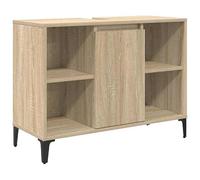 Eleganz Meuble de salle de bain avec étagère, chêne Sonoma, 80 x 33 x 60 cm, ensemble de meubles de salle de bain, en bois composite et fer, durable et peu encombrant, pour petites salles de bain