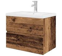 Eleganz Meuble de salle de bain avec lavabo encastrable et robinet, meuble de salle de bain en bois moderne, peu encombrant pour les petites salles de bains, solution de rangement avec design durable