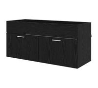 Eleganz Meuble de salle de bain avec matériau en bois solide, imperméable et peu encombrant, pour salles de bains modernes - Noir - Aspect chêne