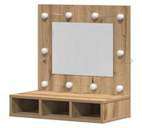 Eleganz Meuble de salle de bain avec miroir en chêne MDF - 60 x 31,5 x 62 cm - Élégant et espace de rangement - Bois MDF - Parfait pour les petites salles de bain