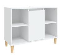 Eleganz Meuble de salle de bain, blanc, 80 x 33 x 60 cm, en bois massif d'eucalyptus, avec une grande stabilité et un design durable, pour salles de bains modernes