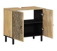 Eleganz Meuble de salle de bain en bois massif de mangue, 62 x 33 x 58 cm, avec finition naturelle et renforcement en fer, élégant et durable, pour salles de bains modernes