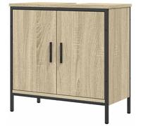 Eleganz Meuble de salle de bain en chêne Sonoma 60 x 30 x 60 cm - Ensemble de meubles de salle de bain en bois et acier revêtu par pulvérisation, stable et imperméable, pour salle de bain moderne