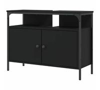 Eleganz Meuble de salle de bain, noir, 80 x 30 x 60 cm, en matériau dérivé du bois et acier revêtu par pulvérisation, solution de rangement pour salles de bains modernes, durable et facile d'entretien