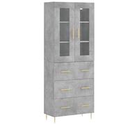 Eleganz Meuble haut fin gris béton | Ensemble de meubles de salon en matériau à base de bois | Peu encombrant pour les petits espaces | Design moderne 69,5 x 34 x 180 cm
