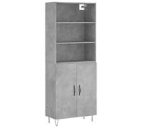 Eleganz Meuble haut gris béton 69,5 x 34 x 180 cm | Ensemble de meubles de salon en bois | Peu encombrant et moderne | Idéal pour les petites pièces & les salons | Rangement stable et aspect élégant