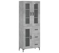 Eleganz Meuble haut gris béton - Ensemble de meubles de salon en bois - Meuble de rangement moderne pour salon - 69,5 x 34 x 180 cm - Élégant et peu encombrant