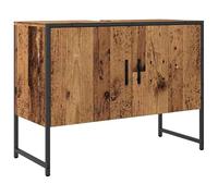 Eleganz Meuble sous-lavabo, aspect bois ancien, 80 x 33 x 60 cm, ensemble de meubles de salle de bain, en matériau dérivé du bois et acier revêtu par pulvérisation, élégant et durable, pour un design