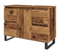 Eleganz Meuble sous-lavabo, aspect bois ancien, 80 x 33 x 60 cm, ensemble de meubles de salle de bain, en matériau à base de bois et fer, élégant et stable, pour salle de bain moderne