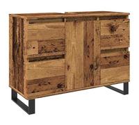 Eleganz Meuble sous-lavabo, aspect bois ancien, 80 x 33 x 60 cm, ensemble de meubles de salle de bain, en matériau à base de bois et fer, élégant et stable, pour salles de bains modernes