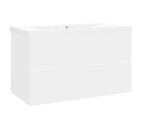 Eleganz Meuble sous-lavabo avec bac encastrable, blanc, en bois, ensemble de meubles de salle de bain moderne, peu encombrant et durable, idéal pour les petites salles de bains