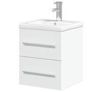 Eleganz Meuble sous lavabo avec bac encastrable, blanc, ensemble de meubles de salle de bain en matériau dérivé du bois, peu encombrant et durable, pour petites salles de bain