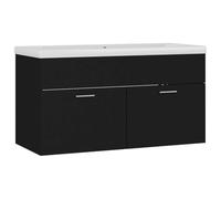 Eleganz Meuble sous-lavabo avec bac encastrable en bois noir - Ensemble de meubles de salle de bain modernes pour un design élégant et une solution peu encombrante