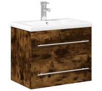 Eleganz Meuble sous lavabo avec bac encastrable en chêne fumé - Ensemble de meubles de salle de bain modernes en bois - Durable et peu encombrant - Pour petites salles de bain