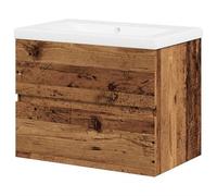 Eleganz Meuble sous-lavabo avec bac encastré aspect bois vieilli - Ensemble de meubles de salle de bain en bois - Élégant et peu encombrant - Pour salle de bain moderne