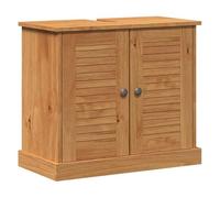 Eleganz Meuble sous lavabo avec étagère en pin massif - Ensemble de meubles de salle de bain marron et marron miel, stable et durable pour une salle de bain élégante