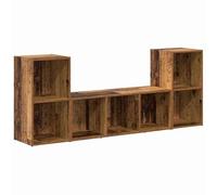 Eleganz Meuble TV 3 pièces marron en bois 107 x 35 x 37 cm - Support TV moderne pour salon, espace de rangement et organisation - Rangement stable pour téléviseurs et médias
