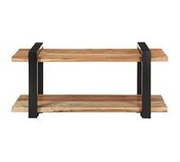 Eleganz Meuble TV 90 x 40 x 40 cm en bois d'acacia massif avec revêtement en poudre noire - Support de haut-parleur moderne pour salon