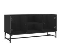 Eleganz Meuble TV avec portes en verre - Noir - 102 x 37 x 50 cm - Matériau bois moderne, verre et acier - Parfait pour le salon et les haut-parleurs - Élégant et durable