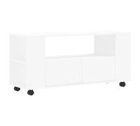 Eleganz Meuble TV, blanc, 102 x 34,5 x 43 cm, en matériau dérivé du bois, support de haut-parleur moderne, pour le salon et le divertissement à domicile, design stable et peu encombrant