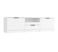 Eleganz Meuble TV, blanc, 140 x 35 x 40 cm, en bois dérivé du bois, support de haut-parleur moderne, durable et peu encombrant, idéal pour les petits espaces