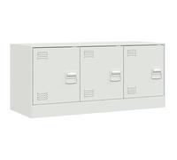 Eleganz Meuble TV, blanc, 99 x 39 x 44 cm, en acier laminé à froid, support de haut-parleur moderne, pour salon, durable et peu encombrant