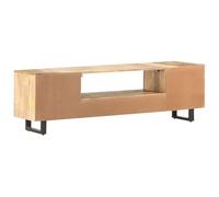 Eleganz Meuble TV en bois massif de mangue avec finition naturelle, acier revêtu par pulvérisation, haut-parleur moderne pour salon, durable et élégant