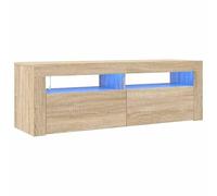 Eleganz Meuble TV en chêne Sonoma - 120 x 35 x 40 cm - Avec lampes - Armoire moderne en bois pour haut-parleurs et électronique grand public - Meuble élégant pour salon et divertissement à la maison