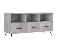 Eleganz Meuble TV, gris béton, 102 x 36 x 50 cm, en bois et fer, support de haut-parleur moderne, pour salon, solution de rangement stable et élégante