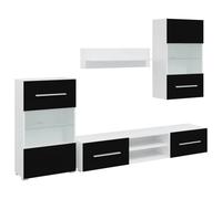 Eleganz Meuble TV mural 5 pièces avec éclairage LED en bois - Haut-parleur moderne pour le salon, peu encombrant et élégant