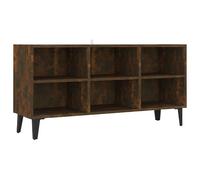 Eleganz Meuble TV pour haut-parleurs avec pieds en métal - Chêne fumé - 103,5 x 30 x 50 cm - Pied moderne pour salon et divertissement à domicile - Rangement stable