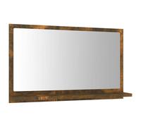 Eleganz Miroir de salle de bain chêne fumé 60 x 10,5 x 37 cm - Miroir de salle de bain moderne en matériau du bois, imperméable et durable, pour salle de bain élégante