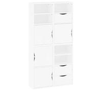 Eleganz ODDA Lot de 4 armoires d'appoint, blanches, 40 x 24 x 79 cm, meubles de salon, en pin massif, durables et élégants, pour les petits espaces