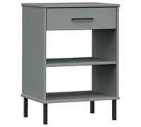 Eleganz Oslo Armoire console en pin massif avec pieds en métal - Gris - Buffet moderne pour salon et couloir - Élégante et durable