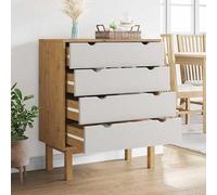 Eleganz OTTA Armoire à tiroirs, en pin massif et matériau dérivé du bois, marron et blanc, 76,5 x 39,5 x 90 cm, élégante et peu encombrante pour les petits espaces