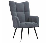 Eleganz Ottoman Fauteuil relax en velours gris foncé - Fauteuil confortable pour salon et chambre à coucher, tissu velours luxueux et grand confort, idéal pour les petits espaces