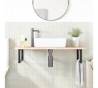 Eleganz Plateau de lavabo avec support en acier et bois de chêne massif - Ensemble de meubles de salle de bain non traités, durables et naturels pour un design moderne de salle de bain