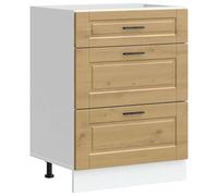 Eleganz Porto Meuble de cuisine en bois de chêne artisanal, armoire de cuisine de qualité supérieure pour cuisines modernes, durable et élégante avec aspect chêne, idéale pour le rangement