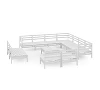 Eleganz Salon de jardin 12 pièces en pin massif blanc - Parfait pour la terrasse et le jardin - Durable et facile d'entretien - Solution idéale pour les soirées d'été confortables