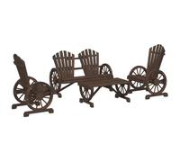 Eleganz Salon de jardin 4 pièces en bois de sapin massif avec aspect brûlé - Meubles de jardin durables et élégants pour terrasse et jardin