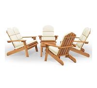 Eleganz Salon de jardin 5 pièces en bois d'acacia massif pour terrasse et jardin - Ensemble de meubles Adirondack durable avec résistance aux intempéries et confort