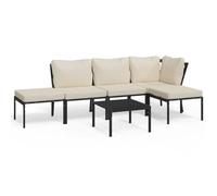 Eleganz Salon de jardin 6 pièces avec coussins couleur sable, meubles d'extérieur modernes en acier pour terrasse et balcon, résistant aux intempéries et facile d'entretien