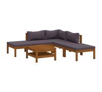 Eleganz Salon de jardin 6 pièces en bois d'acacia massif | Meubles d'extérieur pour terrasse et jardin | Résistant aux intempéries et durable | Coussin rembourré confortable | Design moderne