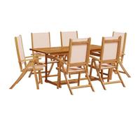 Eleganz Salon de jardin 7 pièces en bois massif d'acacia avec textilène - Ensemble de meubles d'extérieur durables pour terrasse et jardin - Résistant aux intempéries et facile d'entretien