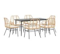 Eleganz Salon de jardin 7 pièces en rotin synthétique avec coussins et plateau en verre - Ensemble de meubles de jardin durable pour terrasse et balcon - Résistant aux intempéries et confortable