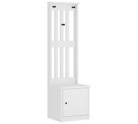 Eleganz SANDNES Porte-manteaux blanc en pin massif et matériau en bois de bois | Tabouret de coiffeuse pour chambre à coucher et salon | Solution de rangement stable et durable